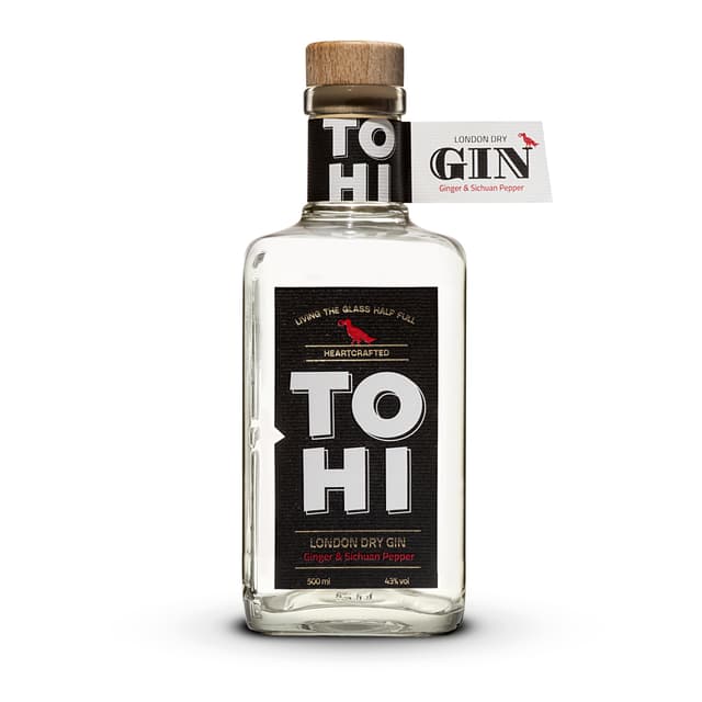 TOHI London Dry Gin | Der prämierte Gin aus Estland | Ingwer & Szechuan Pfeffer | 13 Gewürze | 500ml 🍸🎁✨