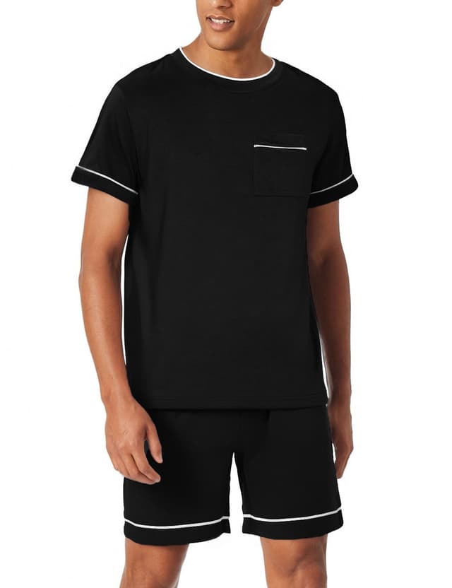 🌙 Sommer Shorty Pyjama für Herren - Schwarz