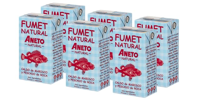 Aneto 100 % natürlich 🐟🦐 - Fumet aus Fisch und Schalentieren - Schachtel mit 6 Einheiten à 1 l