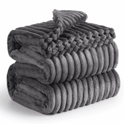BEDSURE Kuscheldecke Flauschig - Wolldecke & Fleecedecke, Sofadecke, Weiche Warme Grobe Korddecke für Zimmer Deko, Wohn- & Kuscheldecken, Tagesdecke, Große Decke, Dunkelgrau, 230 x 270 cm