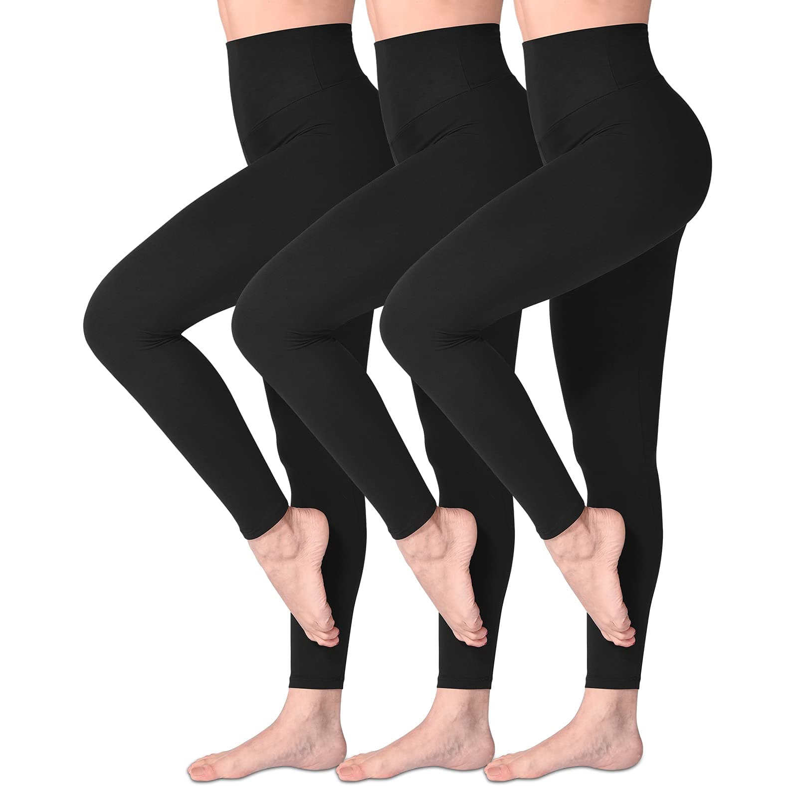 SINOPHANT Leggings Damen High Waist - Blickdicht Leggins mit Bauchkontrolle für Sport Yoga Gym #3er Pack Schwarz/Schwarz/Schwarz XXL 🌟🩰