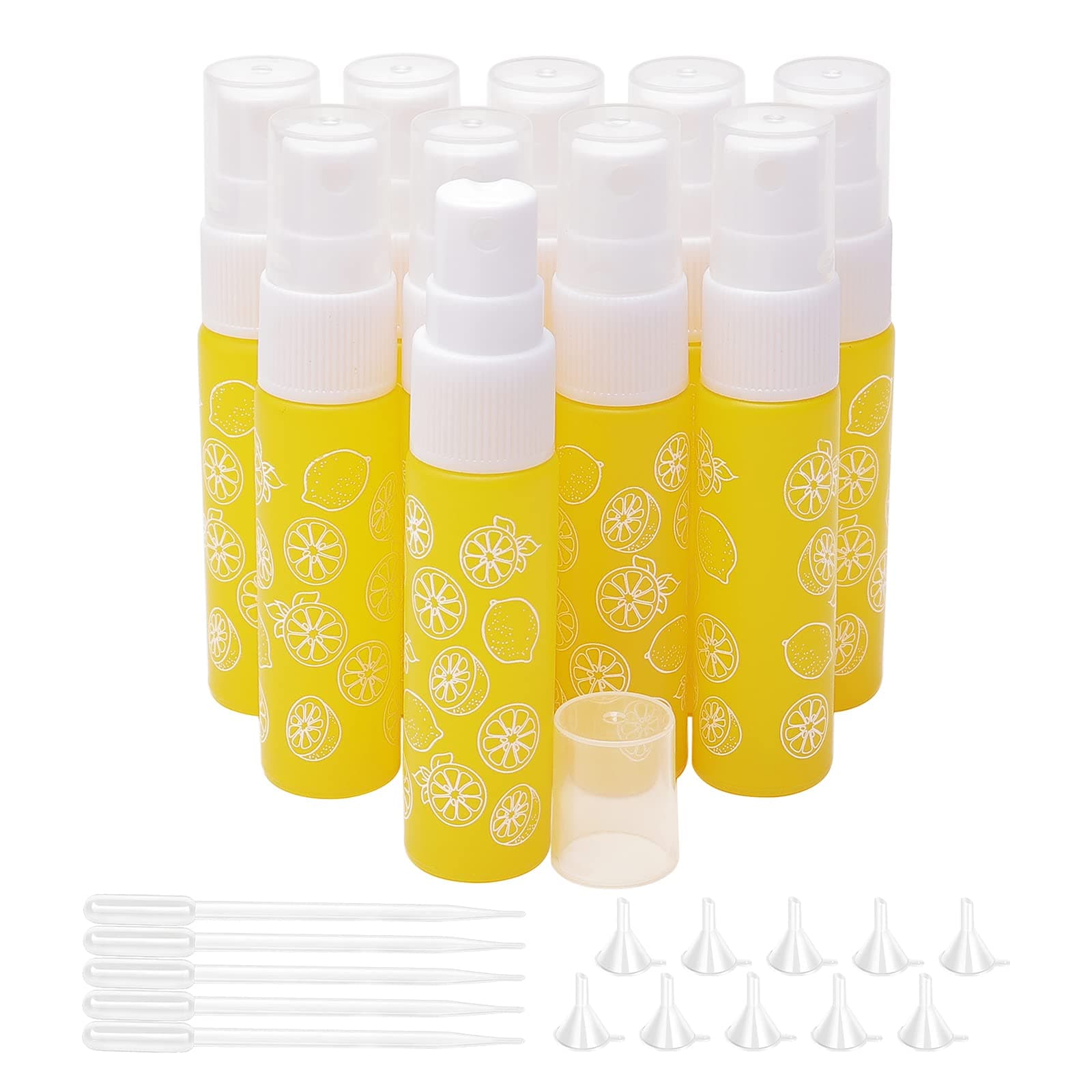 Pxyelec 10 x Sprühflasche, 10 ml, nachfüllbar, gelber Glas-Nebel-Sprühflaschen