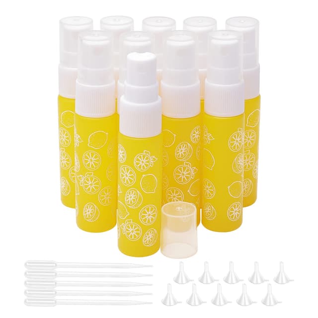 Pxyelec 10 x Sprühflasche, 10 ml, nachfüllbar, gelber Glas-Nebel-Sprühflaschen