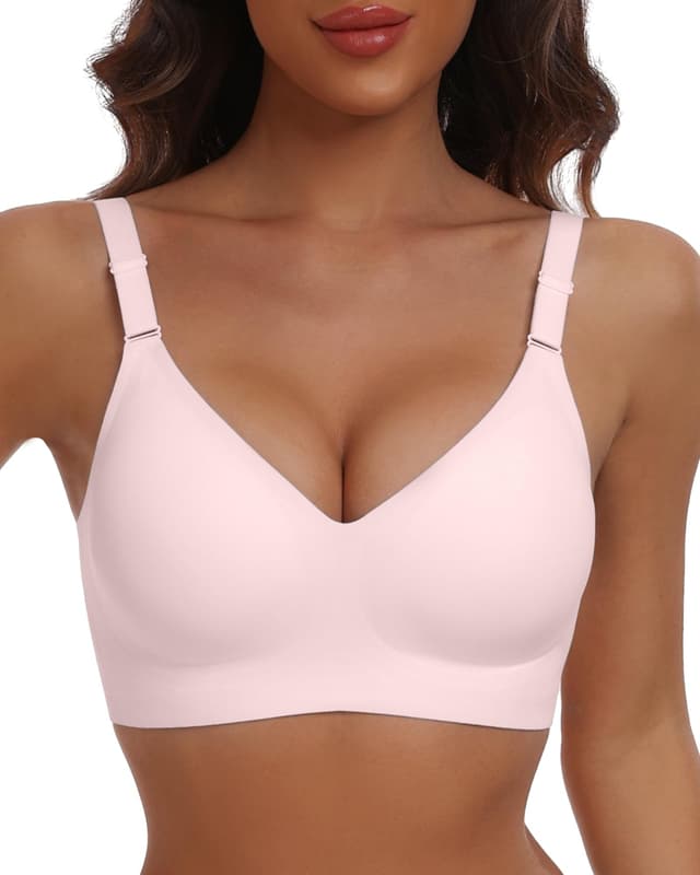 🌸👙 HORISUN Bequemer Nahtloser BH mit Vollständiger Abdeckung für Damen - L Rosa