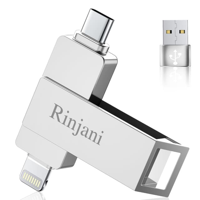 📱🔌 USB Stick 512GB für iPhone 🍏 Zertifiziert (Ohne App) - Speicherstick Externe SSD 3 in 1 MFi Lightning 512GB Silber