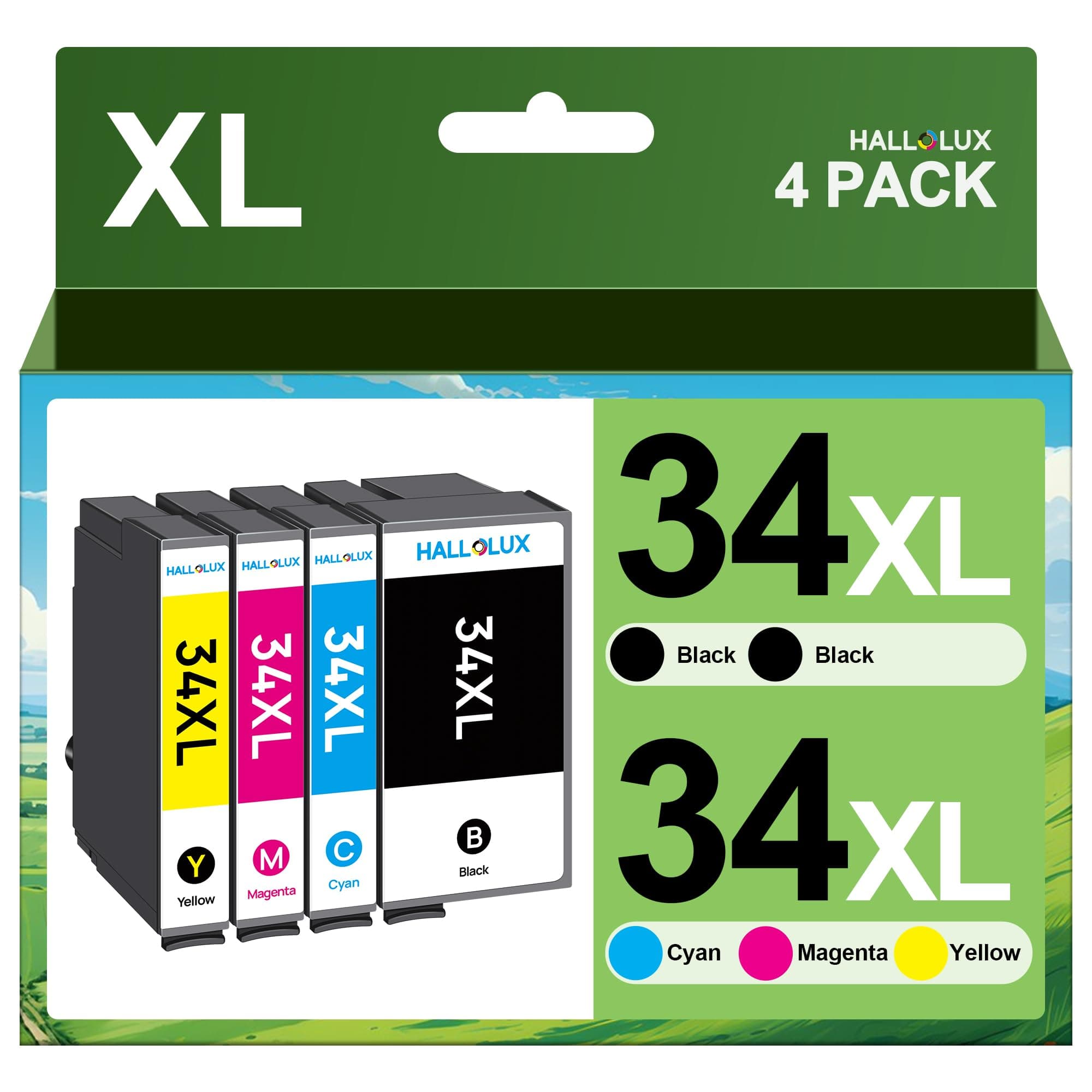 HALLOLUX 34 34XL Druckerpatronen Multipack für Epson Workforce Pro WF-3720DWF WF-3725DWF