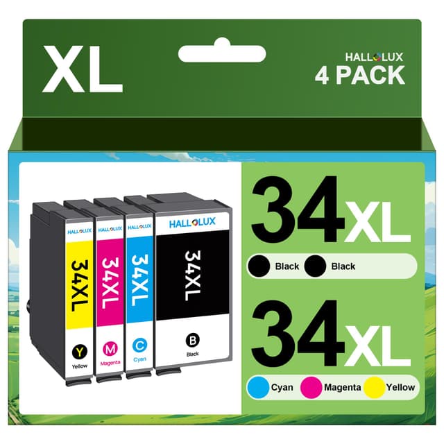 HALLOLUX 34 34XL Druckerpatronen Multipack für Epson Workforce Pro WF-3720DWF WF-3725DWF