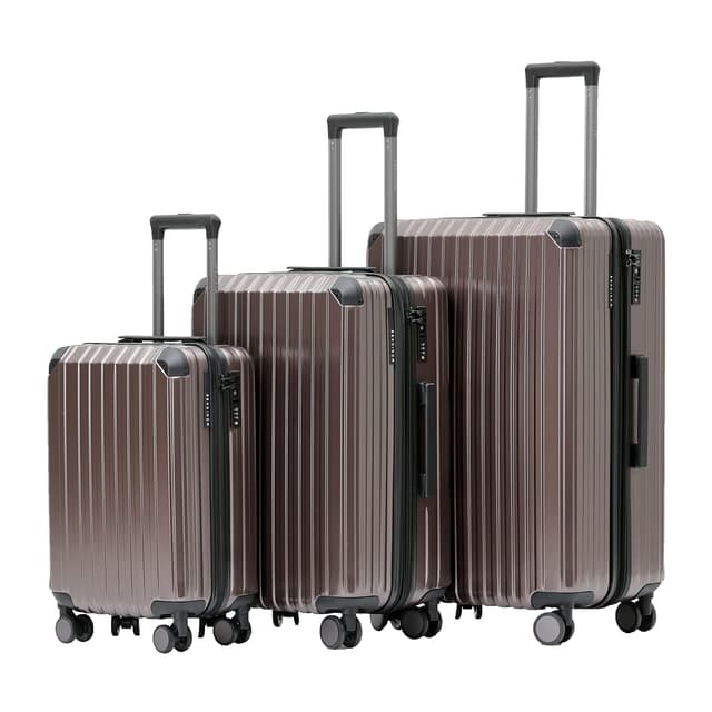 🧳 Münicase M816 TSA-Schloss Koffer Reisekoffer Trolley Kofferset Hardschale Boardcase (Coffee, 3tlg. Kofferset)