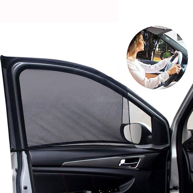 Universal Front Autofenster Sunshade - 2er Pack 😎🚗 Atmungsaktives Netz Auto Seitenfensterschirm Sonnenschutz UV-Schutz
