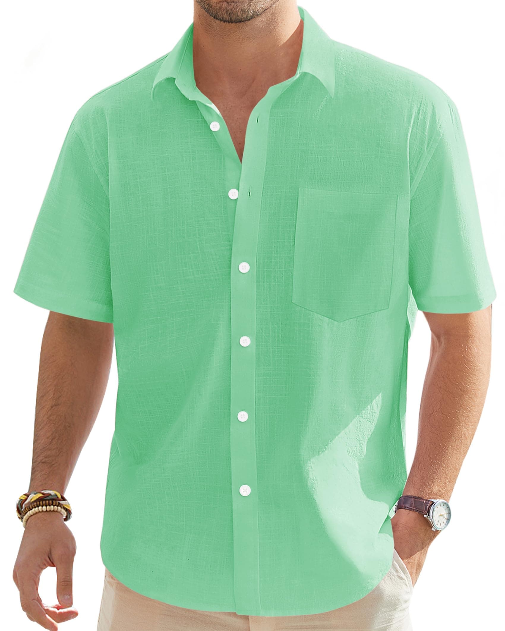 J.VER Leinenhemd Herren Hemd Kurzarm Leinenshirt Freizeithemd Businesshemd Sommer Casual Regular Fit Shirt 😎👔🌞