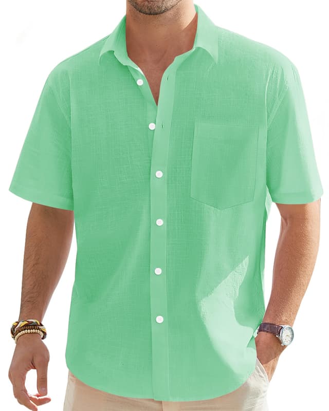 J.VER Leinenhemd Herren Hemd Kurzarm Leinenshirt Freizeithemd Businesshemd Sommer Casual Regular Fit Shirt 😎👔🌞