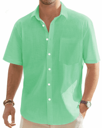 J.VER Leinenhemd Herren Hemd Kurzarm Leinenshirt Freizeithemd Businesshemd Sommer Casual Regular Fit Shirt 😎👔🌞