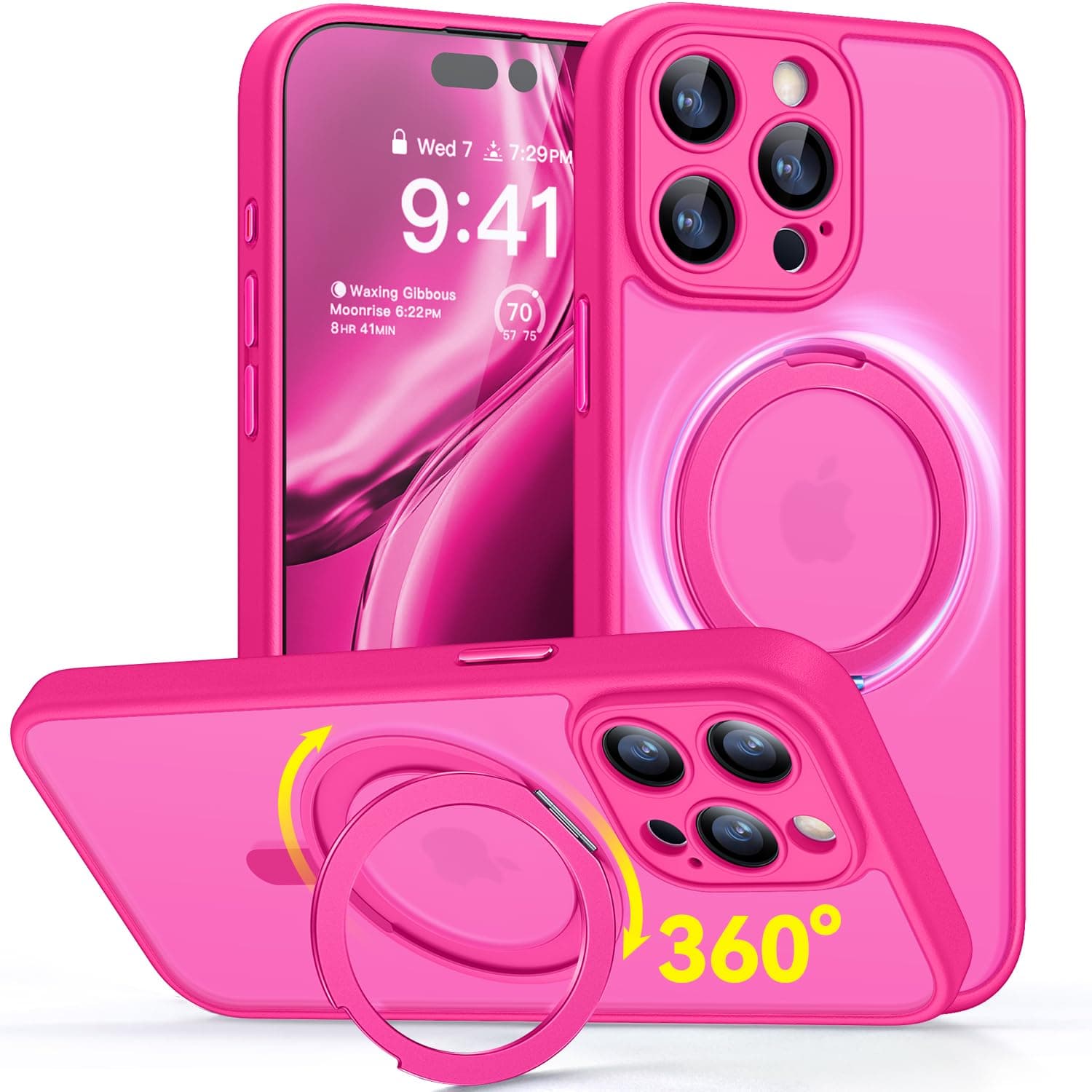 🌟 CANSHN 360° Ständer für iPhone 15 Pro Max Hülle mit Kameraschutz