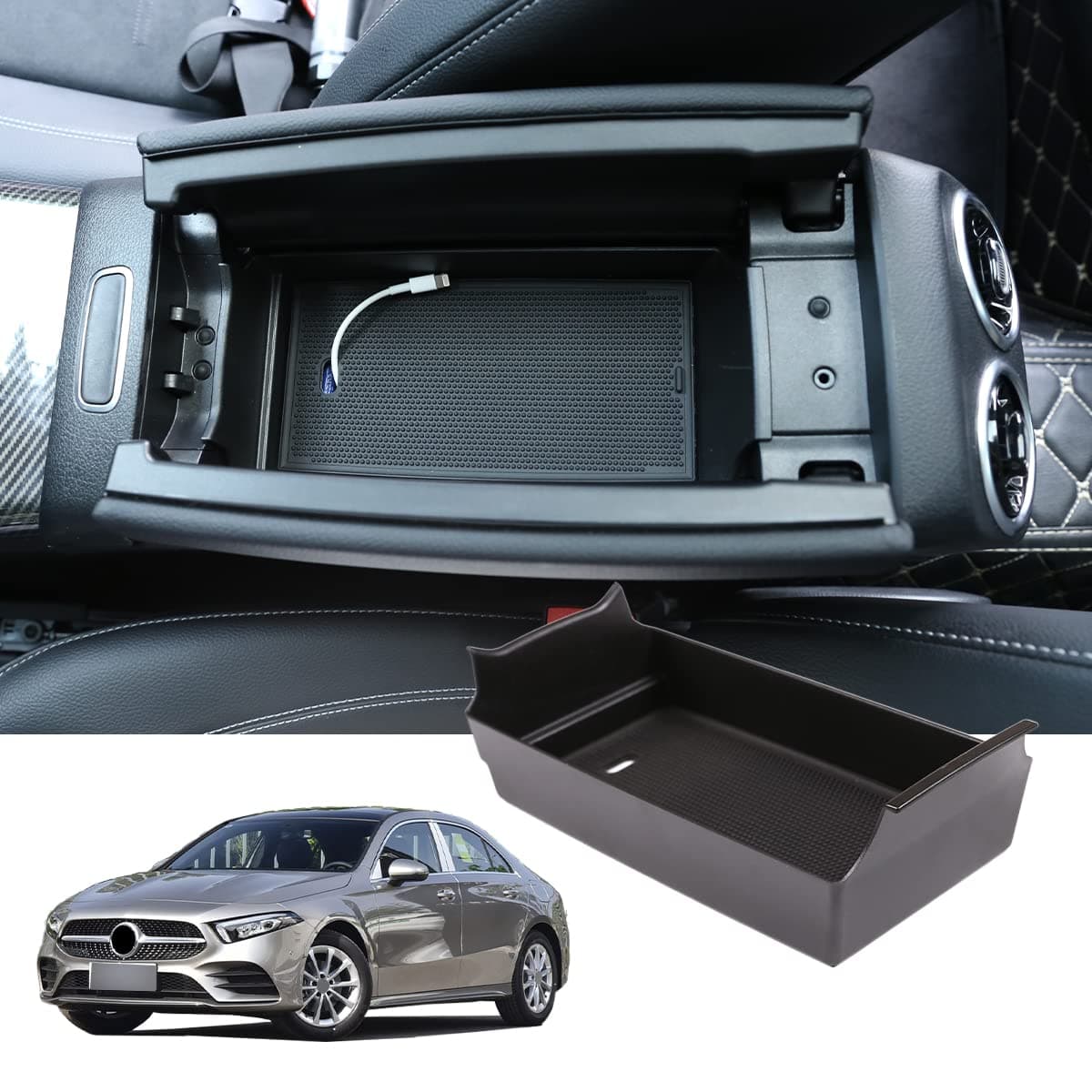 🚗 DIYUCAR - Für Benz A Klasse W177 A180 A200 2019 Auto Innenraum Armlehne Aufbewahrungsbox