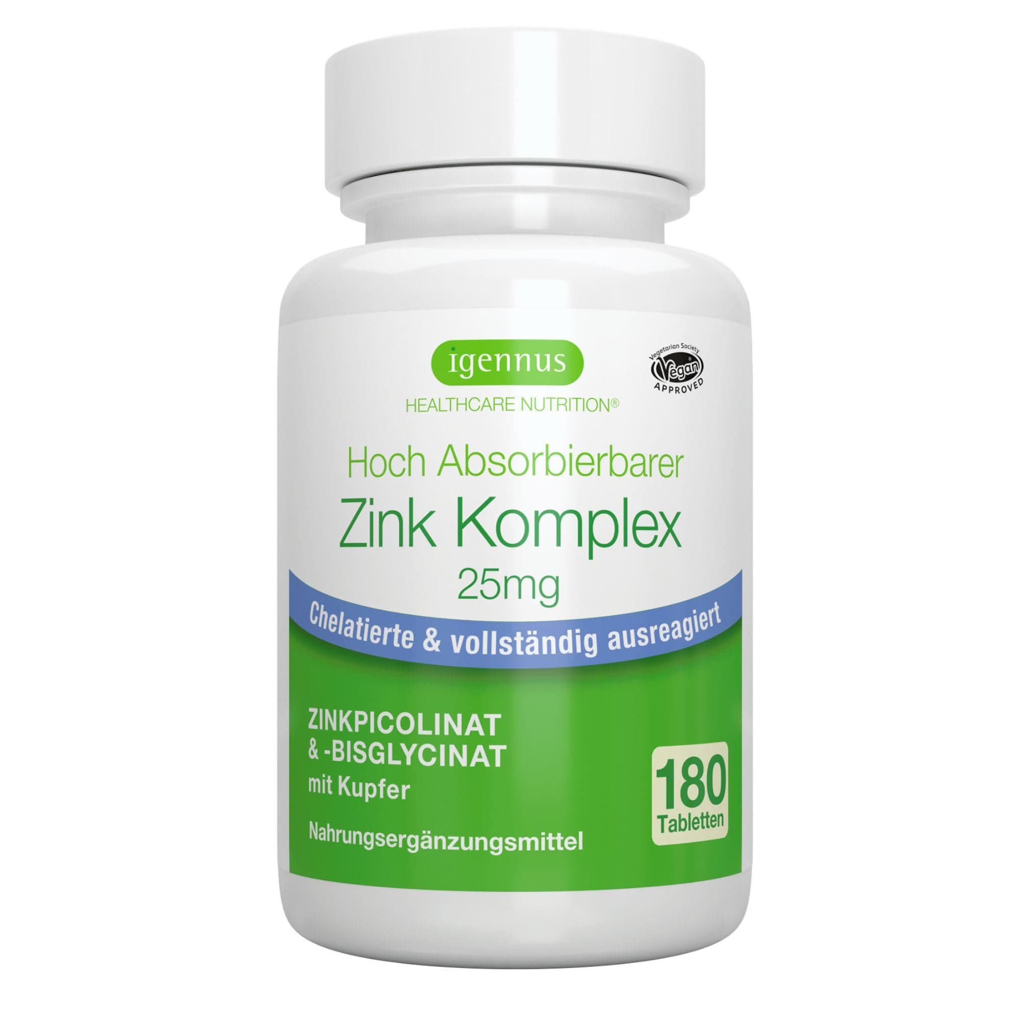 Zink Chelat 25mg Tabletten 🌟 Immunsystem & Hautgesundheit 🌿 Igennus