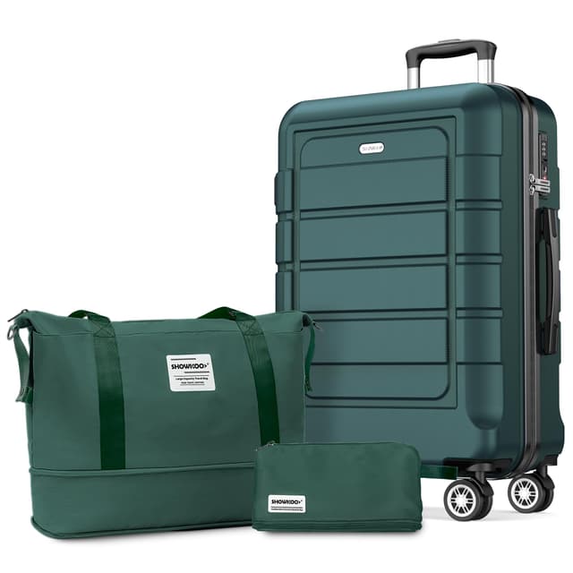 🧳🌟 SHOWKOO Koffer Groß Hartschale Leicht ABS+PC Erweiterbar Reisekoffer XL -Armeegrün (Set)