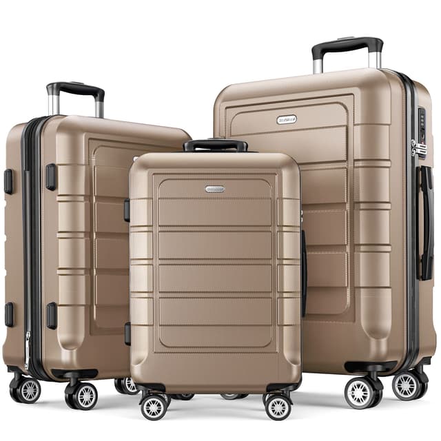 🌟 SHOWKOO Kofferset 3tlg Hartschale ABS+PC Champagner 🛄