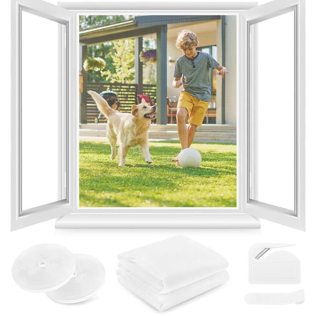 🪟🦟 DIY Fliegengitter Fenster ohne Bohren, 110x130cm, 2 Stück Weiß