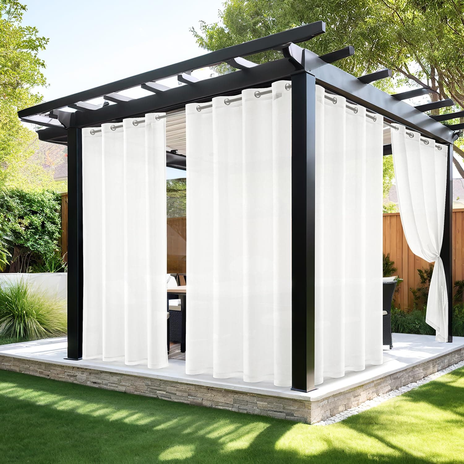 🌿🏡 MIULEE Outdoor Vorhang 2er Set - Wetterfest & Wasserdicht - Weiß H215 x B140 cm