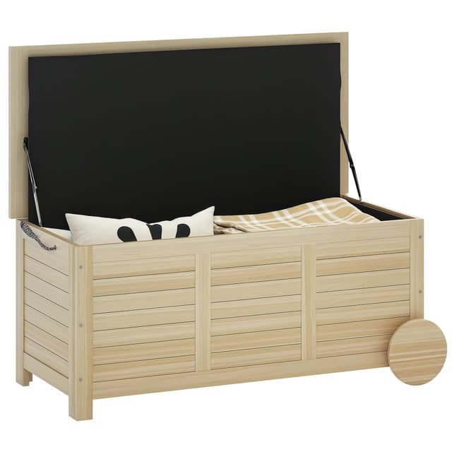 Outsunny Auflagenbox 185L Stauraum 🌿 Wasserdicht Gartenbox mit Rollen Holz wetterfest UV-beständig