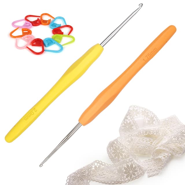 🧶 Katech 2 Stück Spitze Leichte Häkelnadel Set 1,75 + 2,0mm