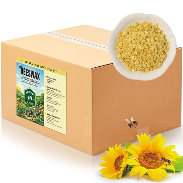 🕯️🐝 Bienenwachs Pastillen 4.5KG/9KG - Natürliches Gelbes Bienenwachs für Kerzenherstellung, Kosmetik und Hautpflege