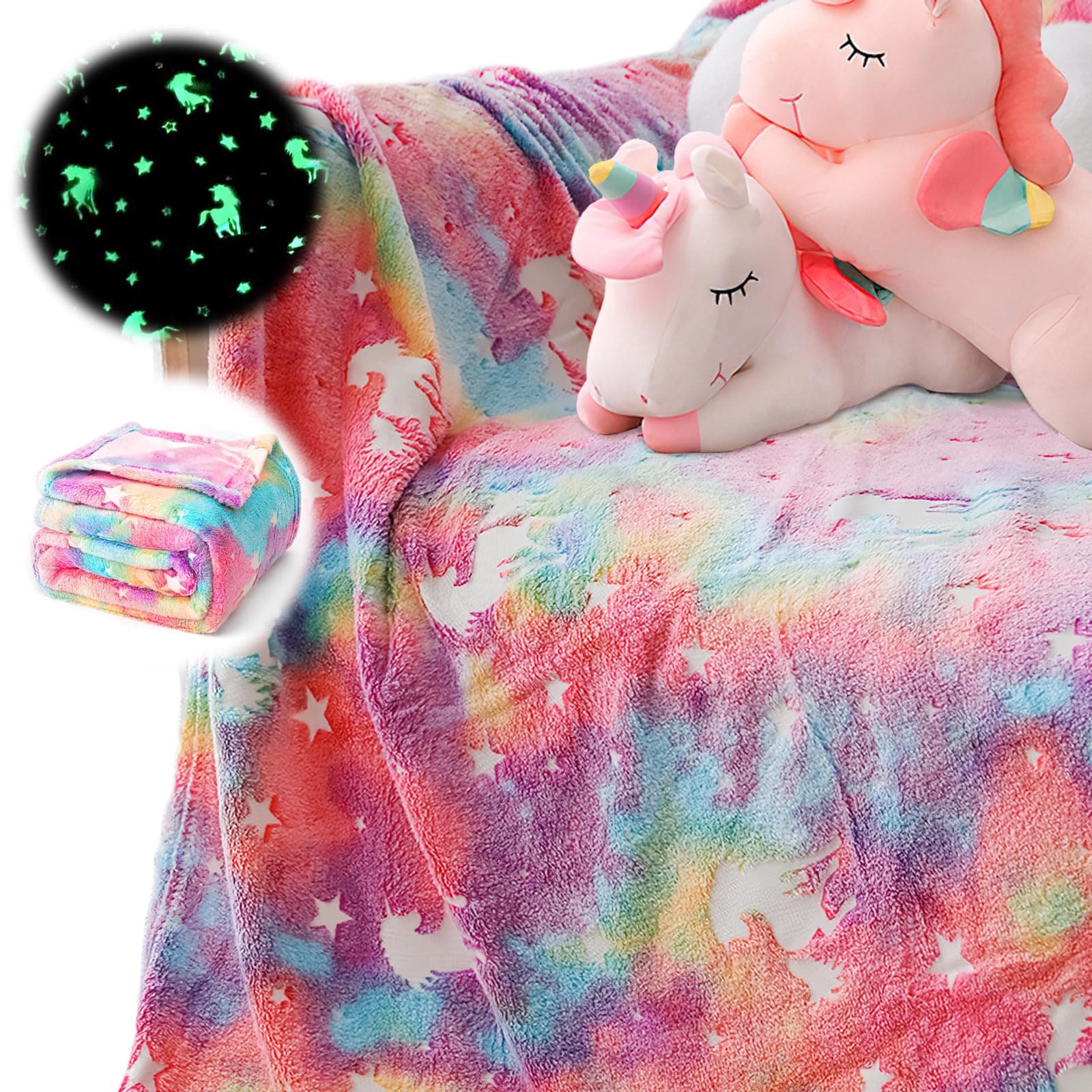 Kinder Kuscheldecke mit Einhorn-Design und Leuchteffekt