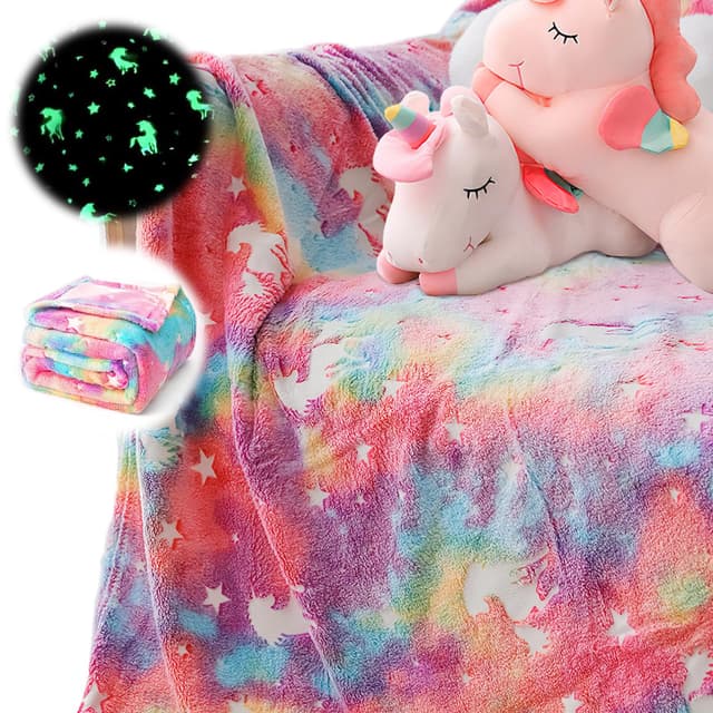 Kinder Kuscheldecke mit Einhorn-Design und Leuchteffekt