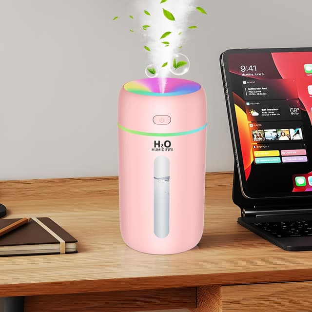 🌿💧 Kissleaf 250ml Compact Glow-in-the-Dark Luftbefeuchter für Desktop, Auto, Büro 🚗🏢