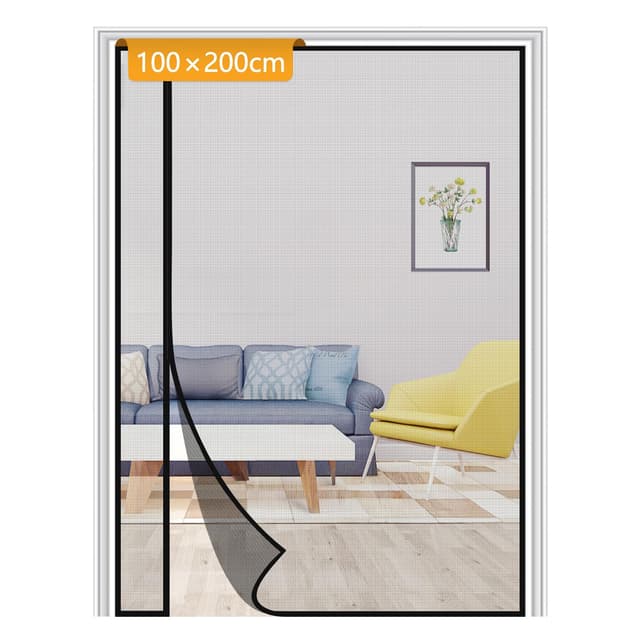Yotache Fliegengitter Balkontür Magnet 100x200cm Schwarz