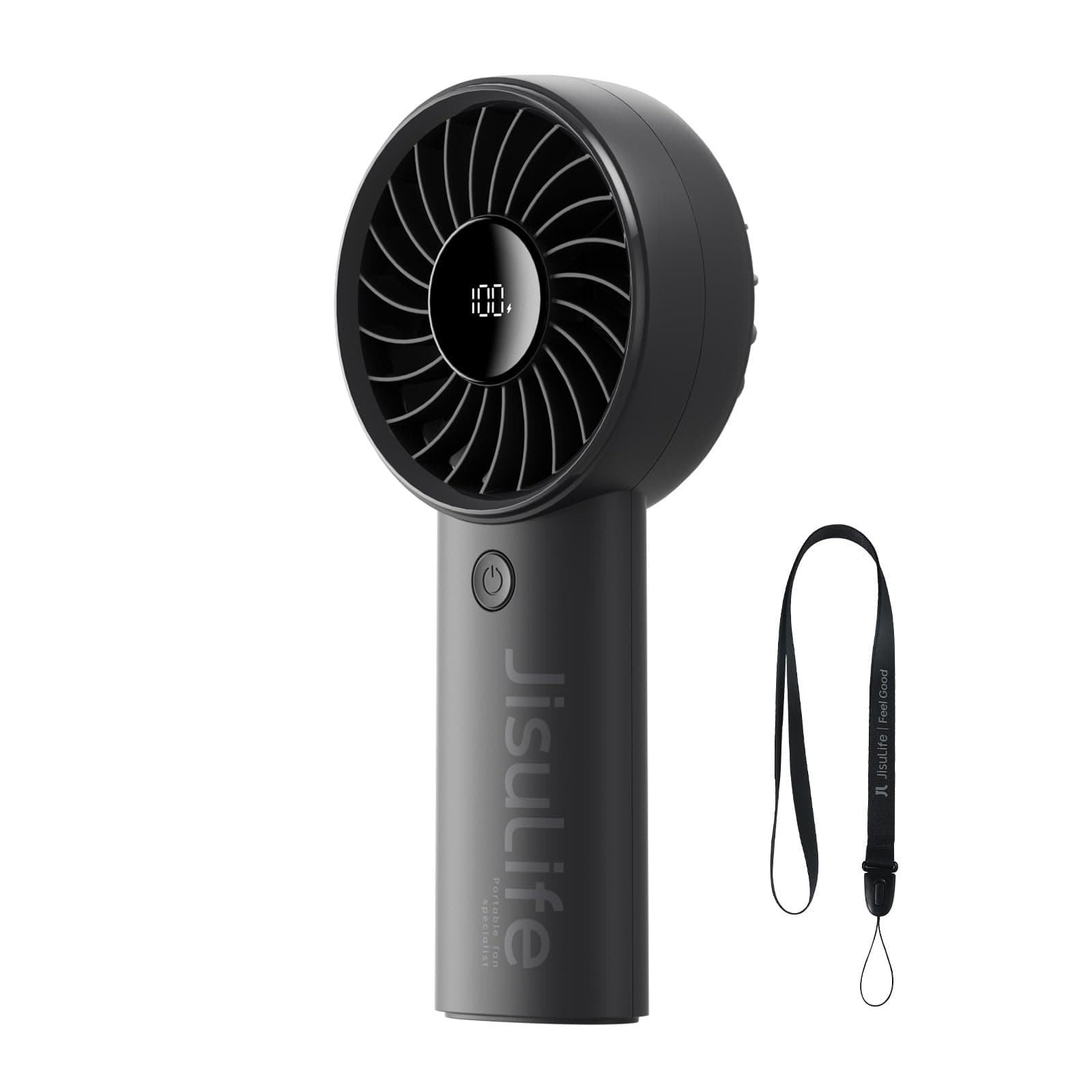 🌀JISULIFE Handventilator 5000mAh Schwarz - Verbesserter tragbarer Ventilator mit starkem Wind