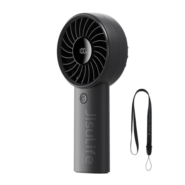 🌀JISULIFE Handventilator 5000mAh Schwarz - Verbesserter tragbarer Ventilator mit starkem Wind