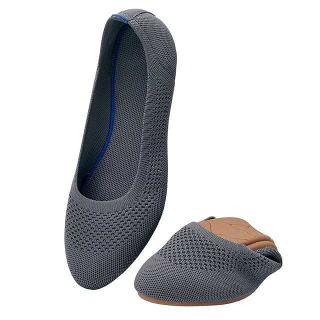 👟 Puxowe Damen Strick-Ballerinas in Tiefem Grau - Komfortschuhe für den Ganzen Tag! 🌟
