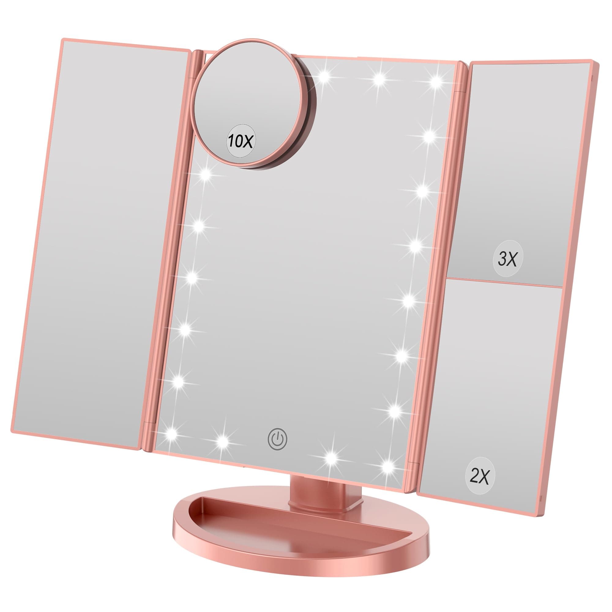🌟 WEILY Schminkspiegel mit Beleuchtung, Faltbarer Kosmetikspiegel mit 3X/2X/1X Vergrößerung 🌟