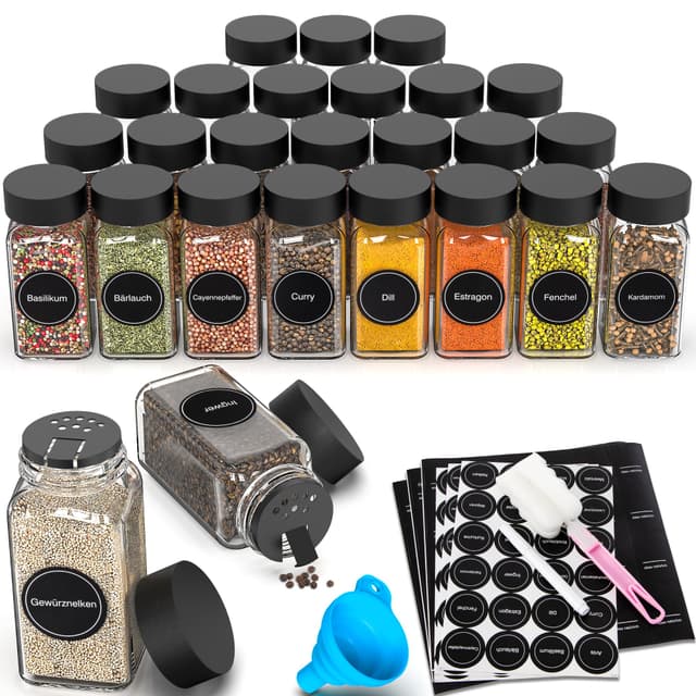 DIFULI 24 Gewürzgläser Eckig Set 🌶️🍯