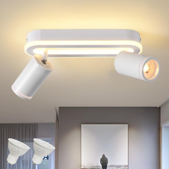 SANSHI Deckenleuchte 2 Flammig LED, Schwenkbar 350° - Modern Deckenspot Strahler 3000K Warmweiß