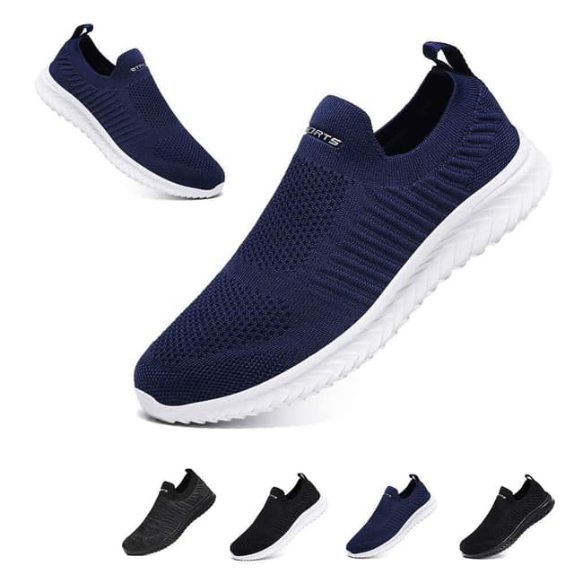 👟 Slip On Sneakers Herren Damen Nurse Schuhe Walkingschuhe Outdoor Turnschuhe Sportschuhe Gym Bequem Leichte Schuhe Atmungsaktiv Freizeitschuhe Memory Foam Fitness Sporthalle 40 EU Dunkelblau