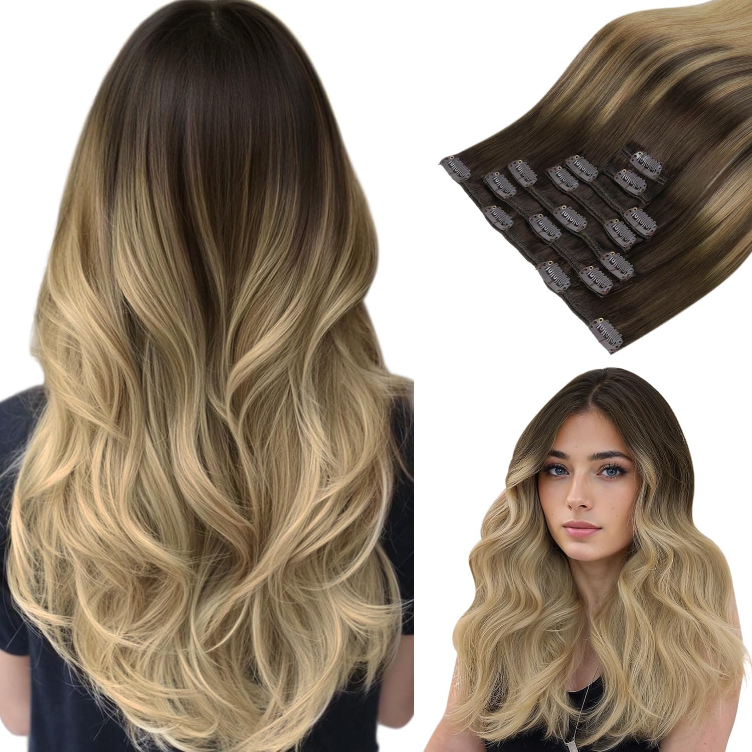 Heiße Banane Clip In Extensions Echthaar Balayage 🍫✨