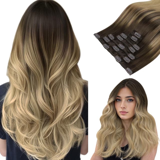 Heiße Banane Clip In Extensions Echthaar Balayage 🍫✨