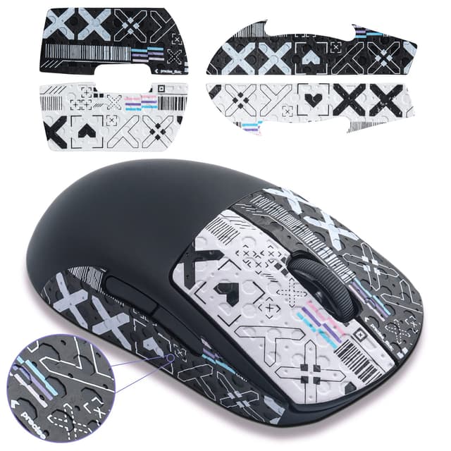 🖱️ Logitech G PRO Maus Grip Tape 4 Stück - Anti-Rutsch Gaming Skins - Schwarz Weiß