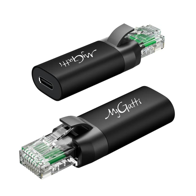 Mygatti USB C auf Ethernet Adapter (2PK, Schwarz) - 1 Gbit/s Netzwerk Konverter