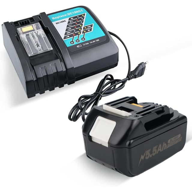 🔋 18V 5500mAh Ersatzakku mit Ladegerät - Kompatibel mit BL1860 BL1850 BL1840 - LED-Anzeige & Schutzschaltung