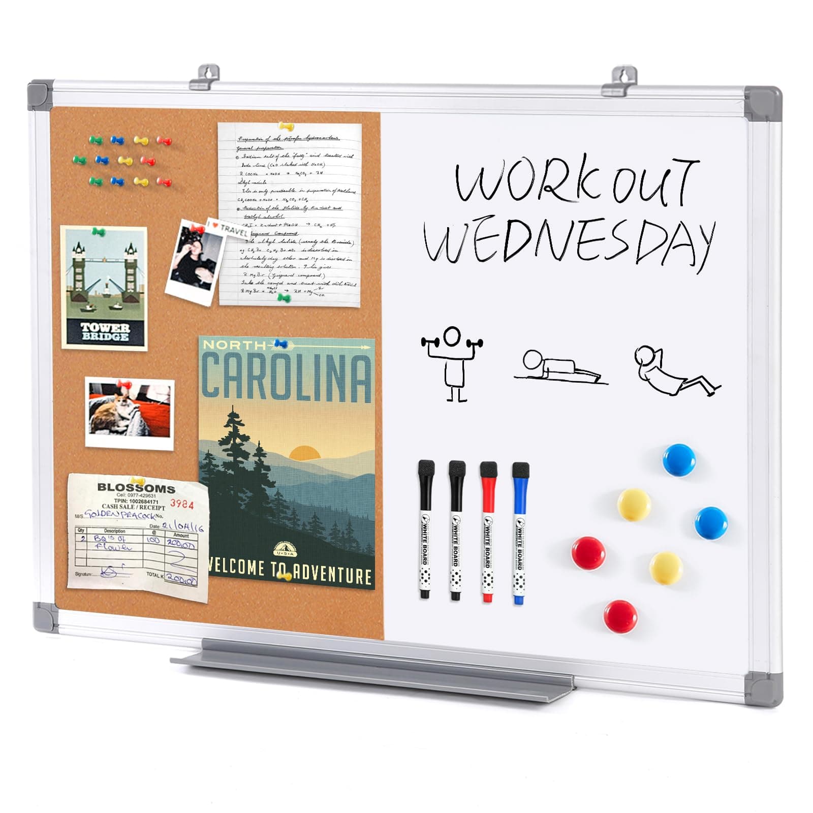 🌟 Angebot: Swansea Whiteboard Magnettafel und Pinnwand Kork 60x45cm 🌟