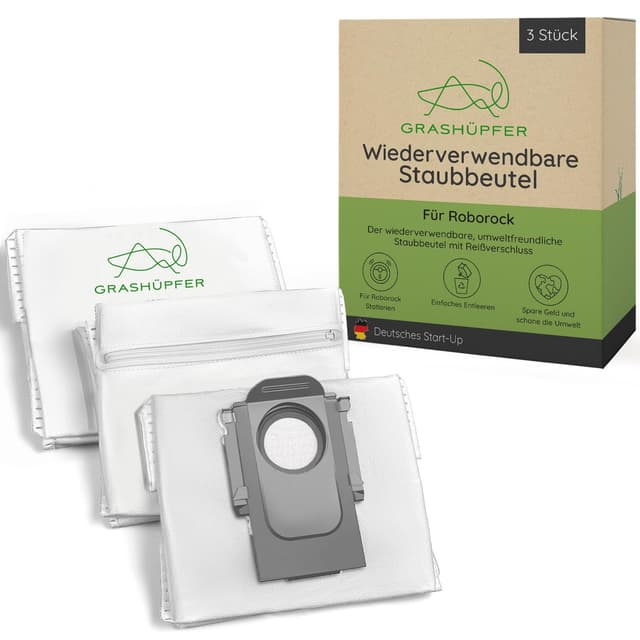 Wiederverwendbare Staubbeutel 3 Stück mit Reißverschluss für Roborock Qrevo/Saros 🌱 Deal