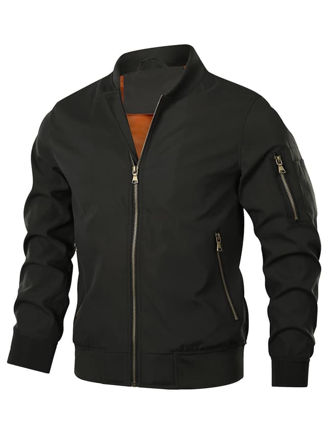🔥 HOOD CREW Herren Bomberjacke Leichte Dünne Lässige Jacke Windbreaker Übergangsjacke M Schwarz ✨