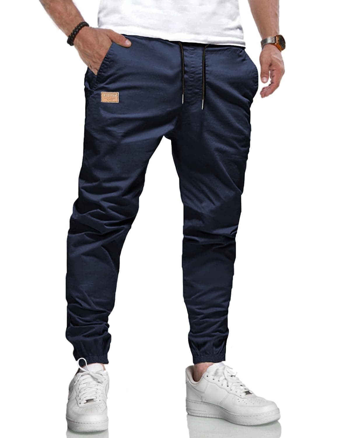 LIUPMWE Herren Hose Chino Cargo Jogginghose 🌟 Herren Baumwolle Sweatpants Blau