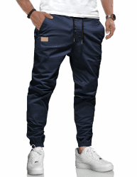 LIUPMWE Herren Hose Chino Cargo Jogginghose 🌟 Herren Baumwolle Sweatpants Blau