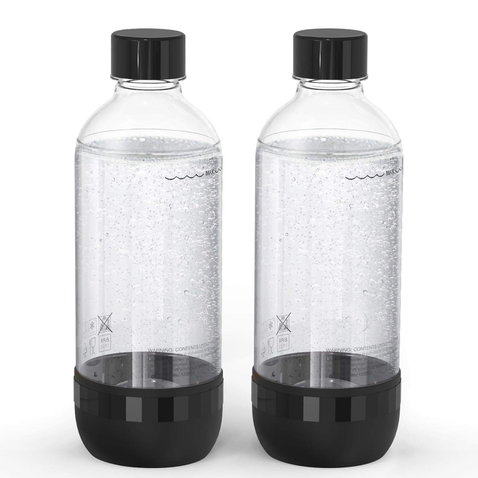🌟 Mycket Soda Maker Flaschen, 2 x 1L Carbonating Bottles, BPA-frei Kohlensäureflaschen Schwarz 🌟
