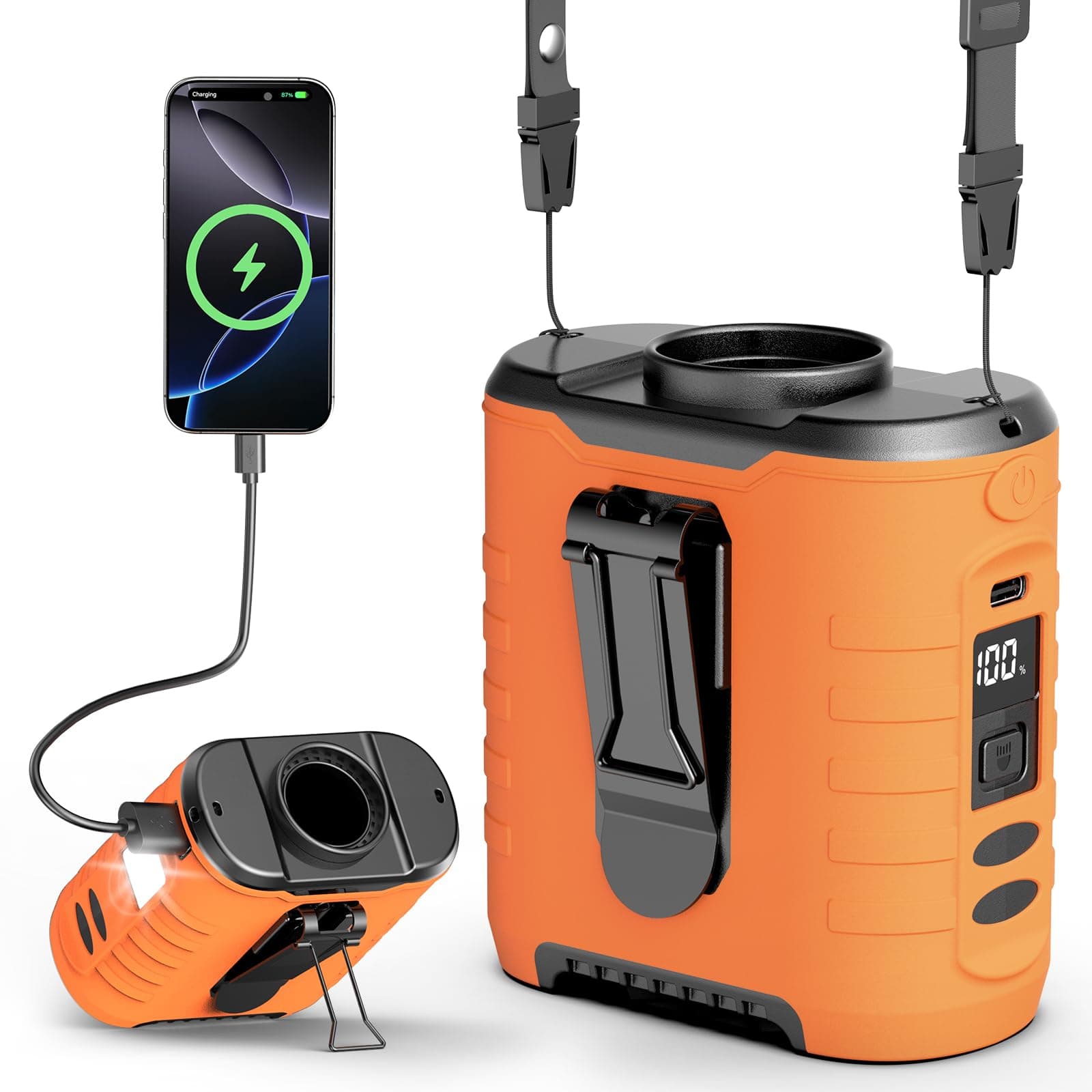 6-in-1 Taillen Clip Ventilator mit COB-Licht & Powerbank 🌬️🔦