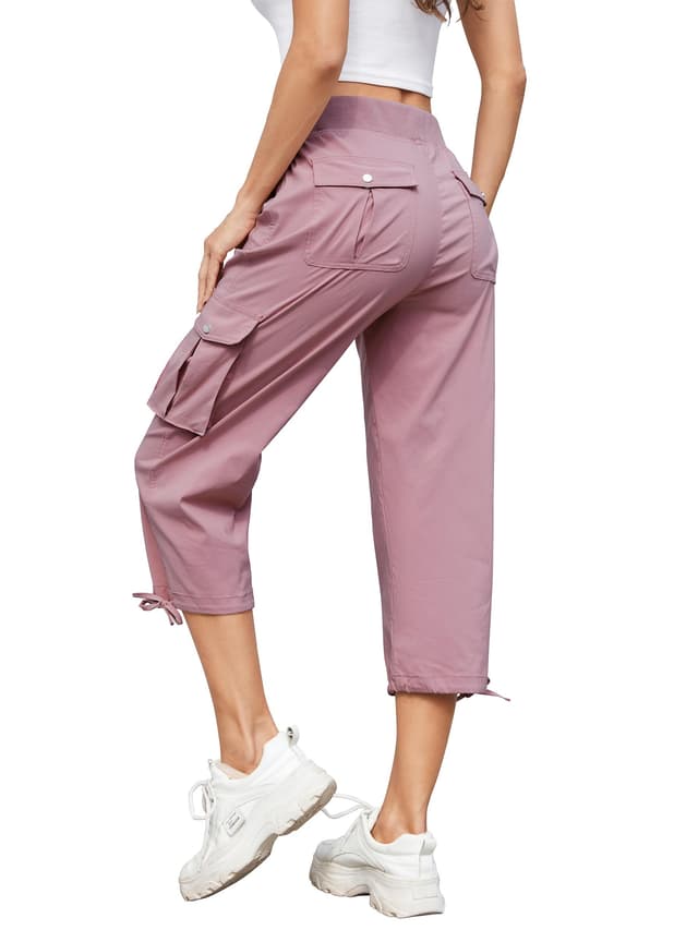 Damen 3/4 Sommer Cargohose 😎🌞🌿 | 6 Taschen | Dunkelrosa